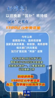 【V視】好消息！以舊換新“國補(bǔ)”將持續(xù)，中央資金將分批下達(dá)